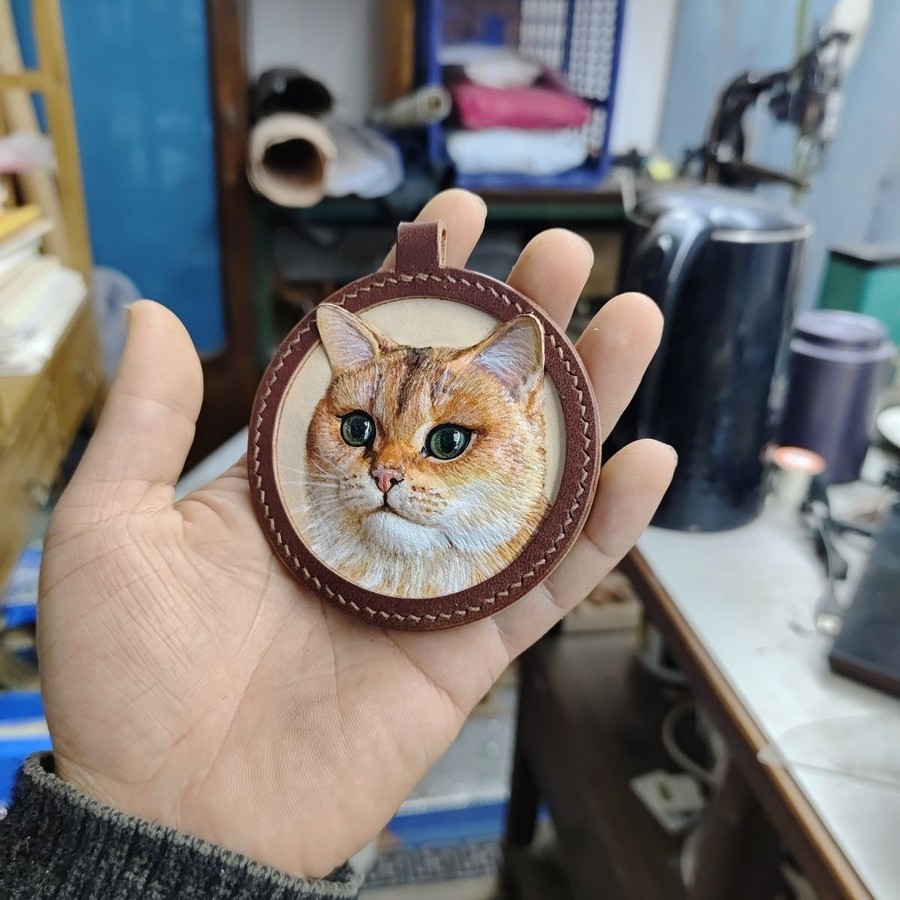 Custom Pet Portrait — Hand-Tooled Leather — view 5