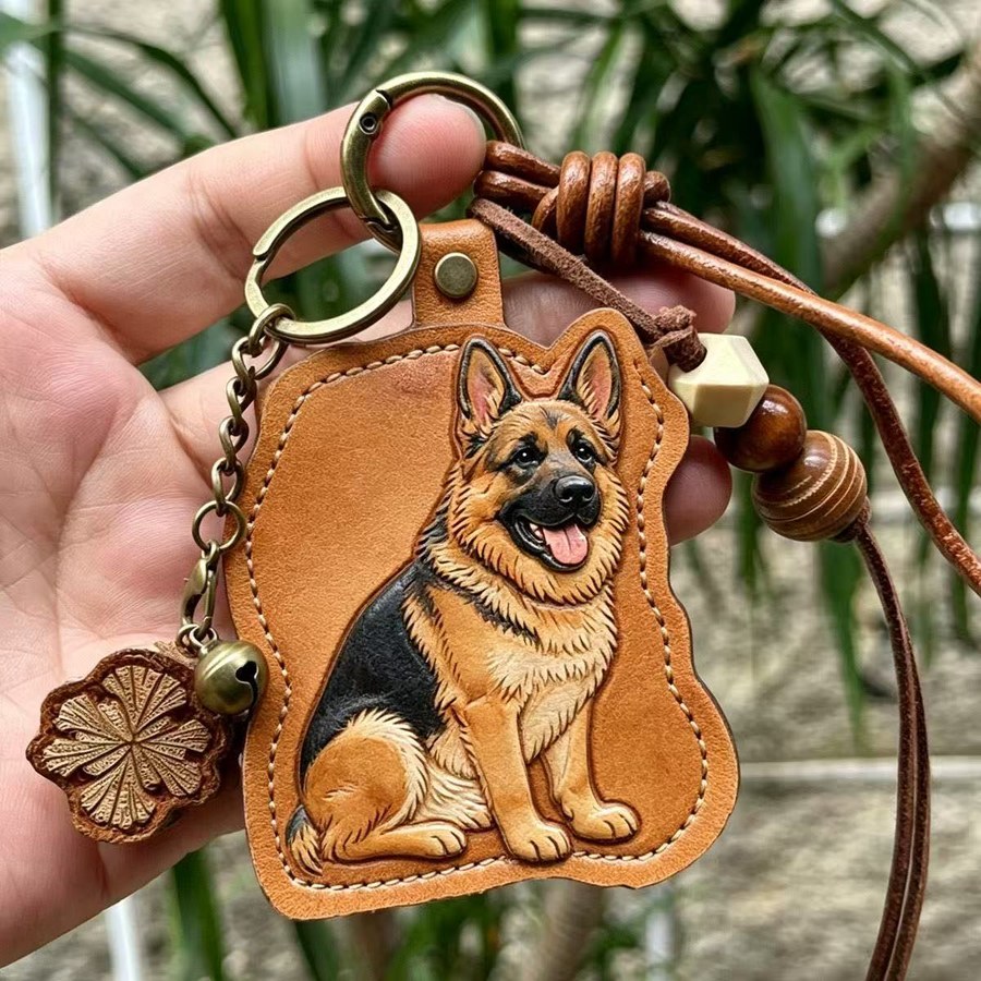 Leather Portrait Keychain — shepherd